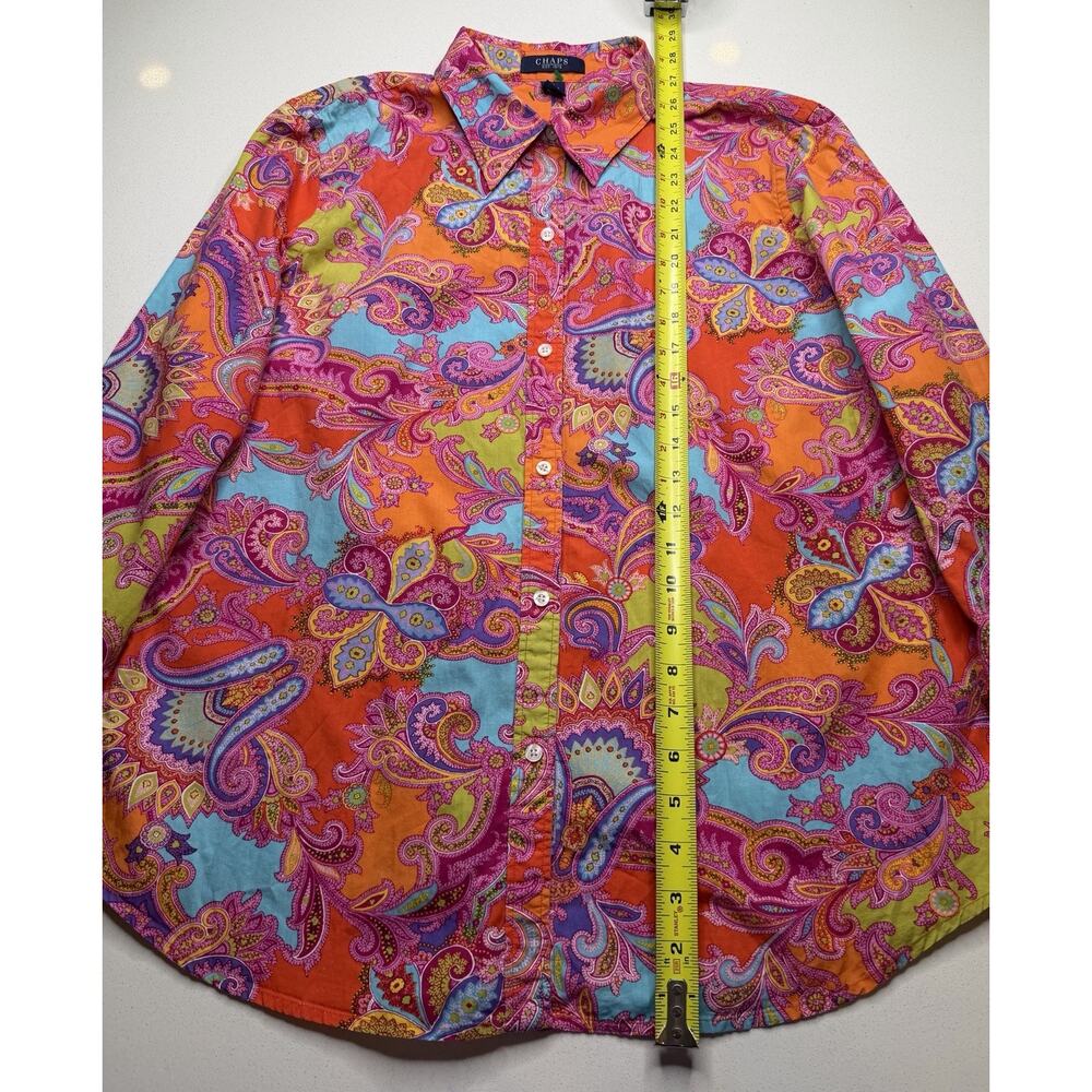 Chaps Ralph Lauren Pink Paisley Floral Button Up Top Size XL - Picture 3 of 7